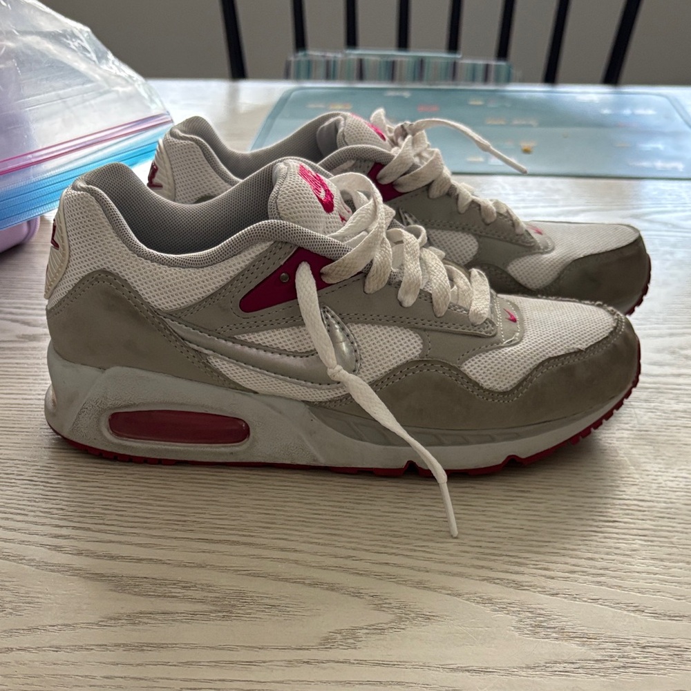 Nike White and Gray Shoes with Red Details